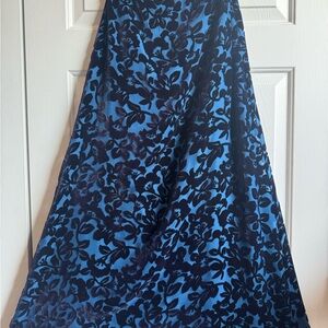 Laura Ashley Navy and Blue Floral A-Line Skirt
